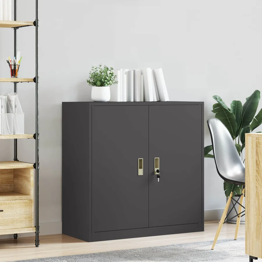 Armoire de rangement Noir 90 x 40 x 90 cm Acier - 4
