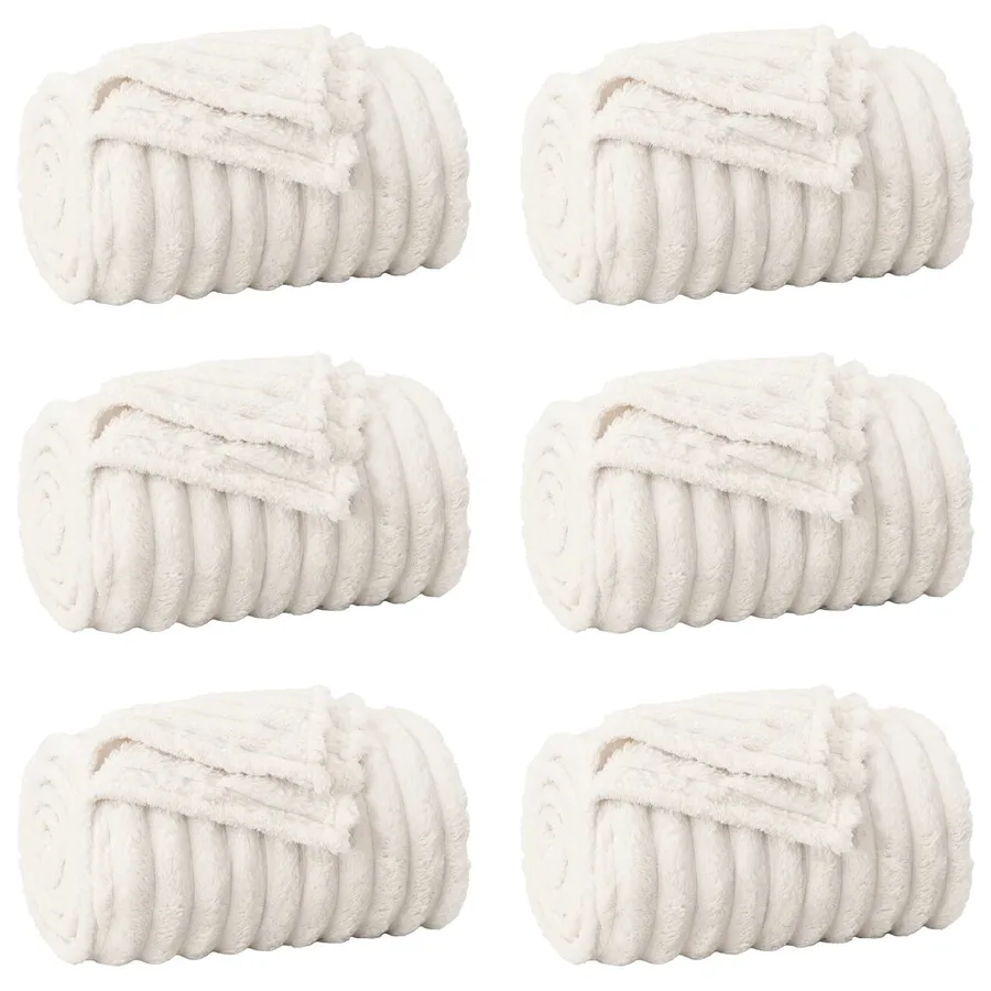 Couvertures à jeter 6 pcs Crème 240 x 220 cm Toison - 2