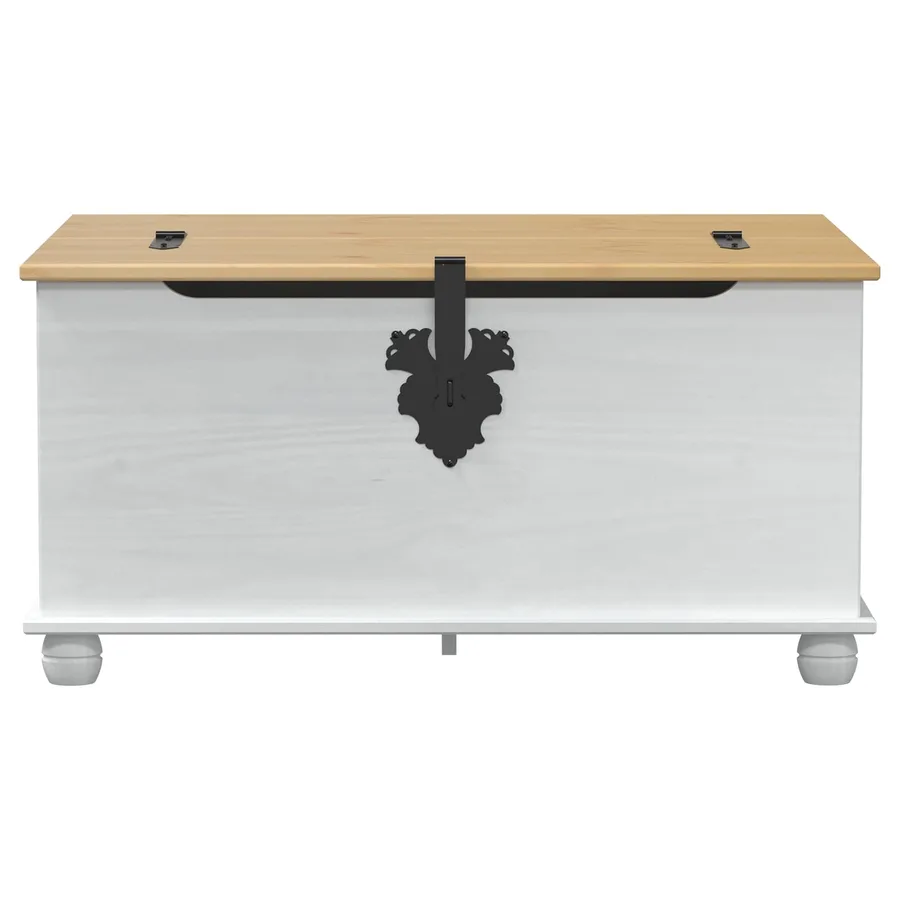 storage box avec tiroir Blanc 90 x 78 x 45 cm Pin massif - 7