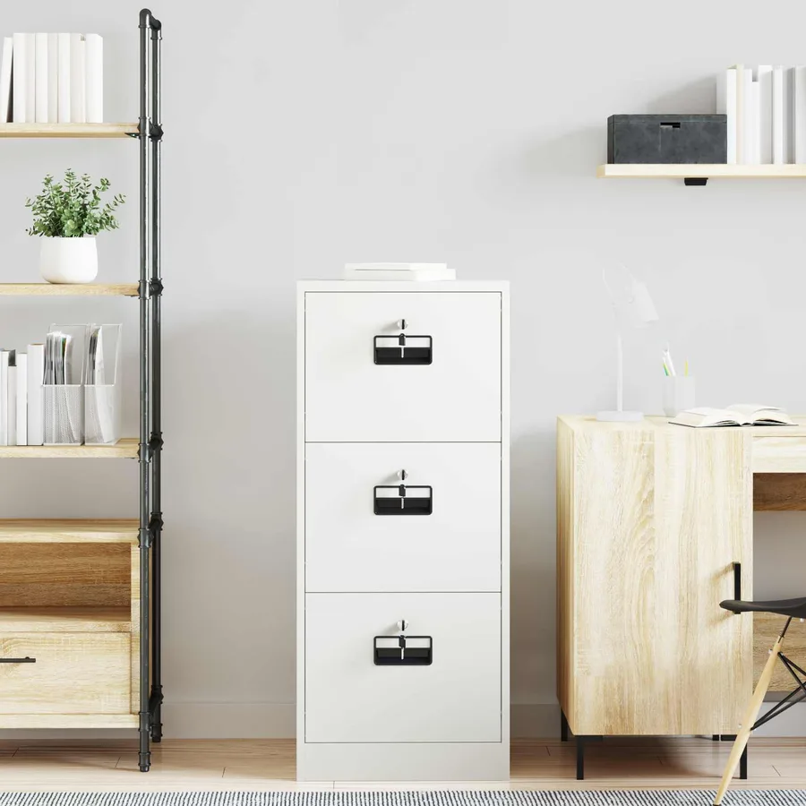 Cabinet de Dossier avec tiroir Blanc 45,5 x 42 x 106,5 cm - 4