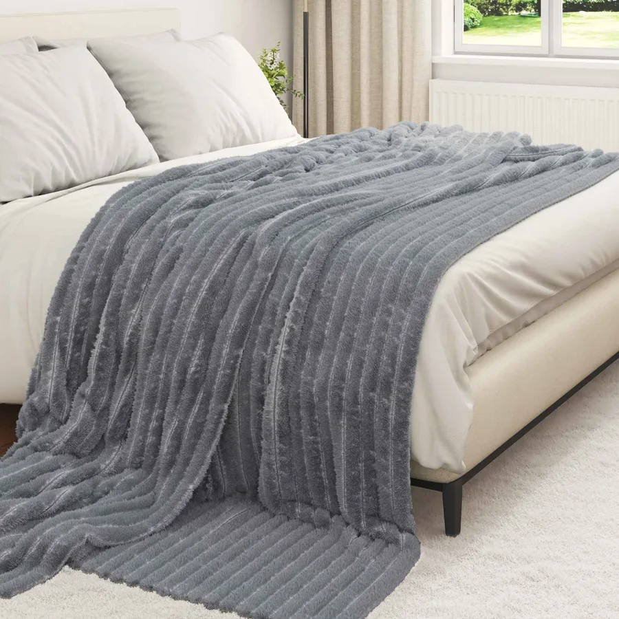 Jeté Gris foncé 240 x 220 cm Toison - 3