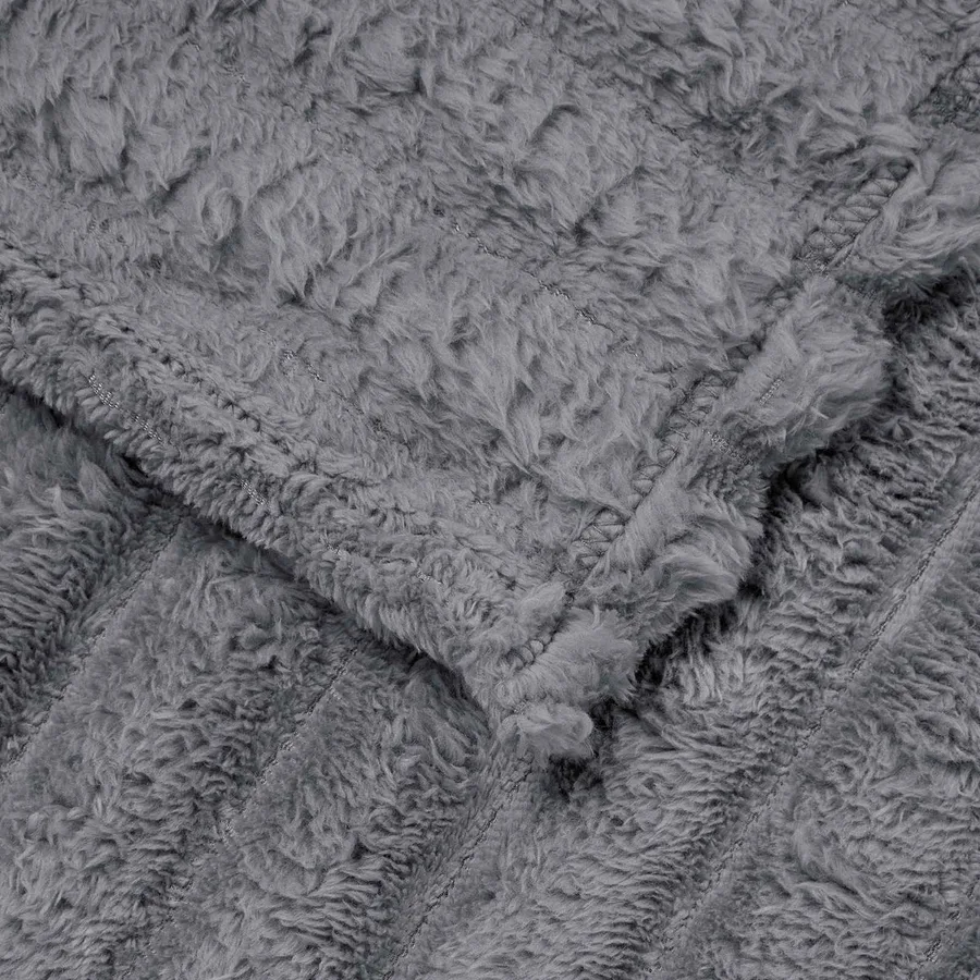 Jeté Gris foncé 240 x 220 cm Toison - 5