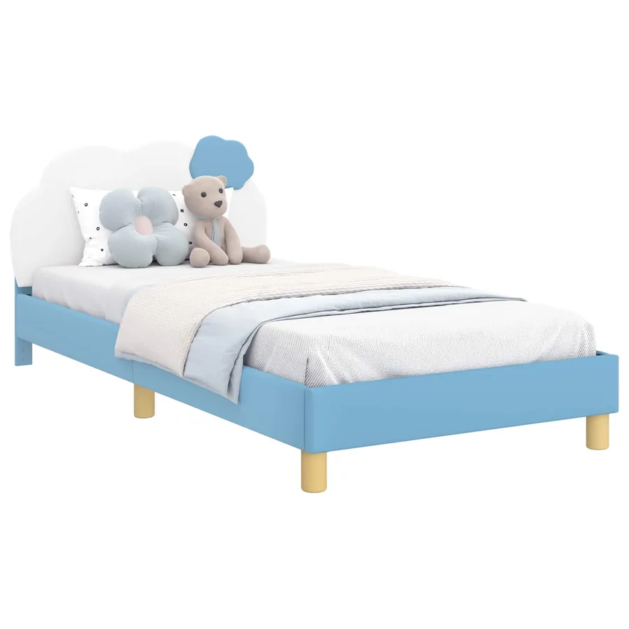 Cadre de lit pour enfants avec tête de lit Bleu 90 x 190 cm PU - 2