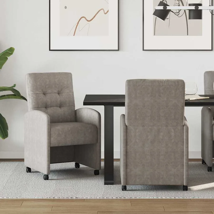 Chaises de Salle à Manger avec Roues 2 pcs Gris 58 x 67 x 97 cm