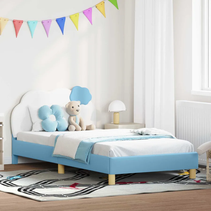Cadre de lit pour enfants avec tête de lit Bleu 90 x 200 cm PU