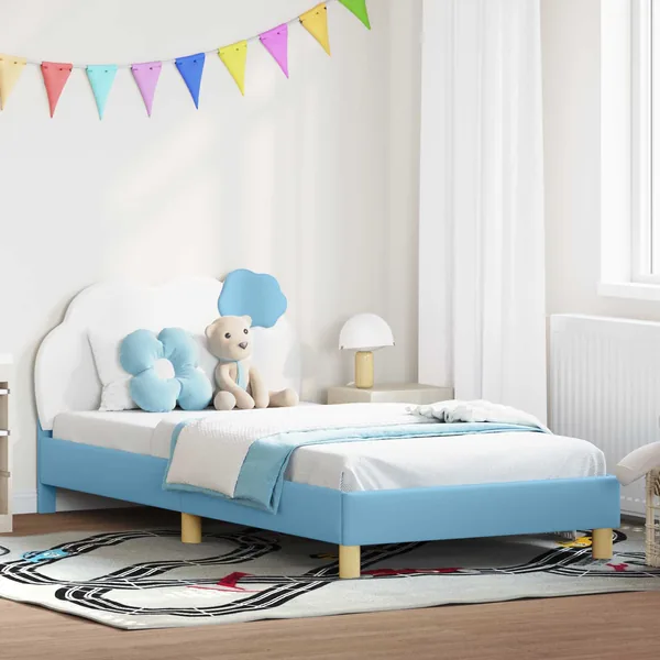 Cadre de lit pour enfants avec tête de lit Bleu 90 x 200 cm PU