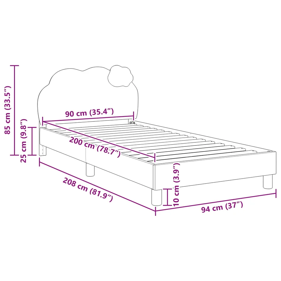 Cadre de lit pour enfants avec tête de lit Bleu 90 x 200 cm PU - 10