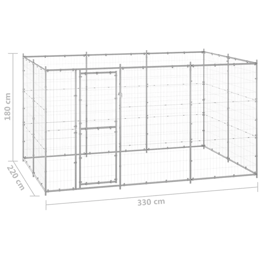 Chenil extérieur Acier galvanisé 7,26 m² - 6