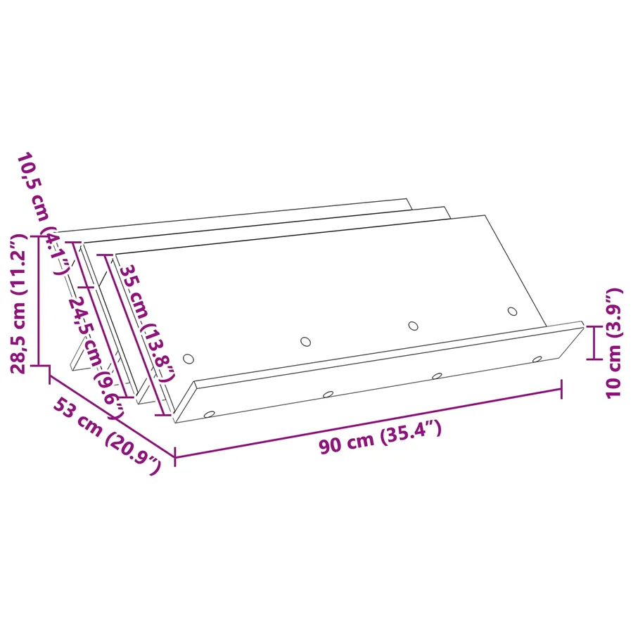 Étagère à magazines avec étagère Gris Sonoma 90 x 53 x 28,5 cm - 11