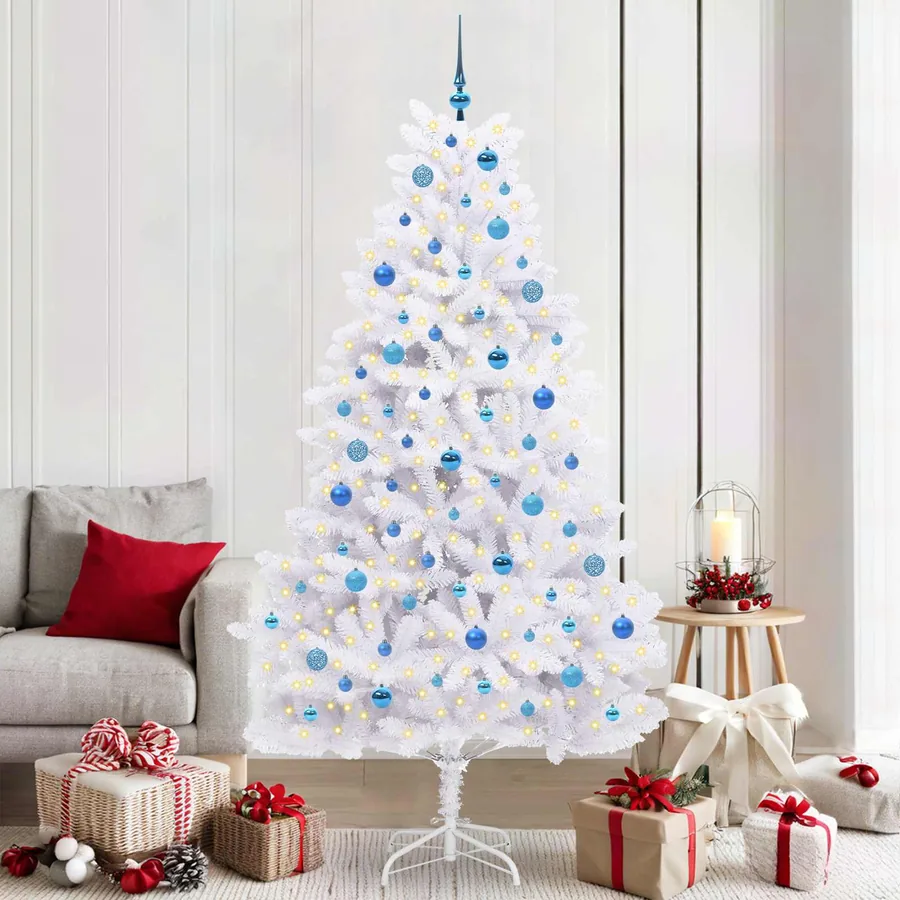 Sapin de Noël Artificiel à Branches Articulées Blanc 210 cm