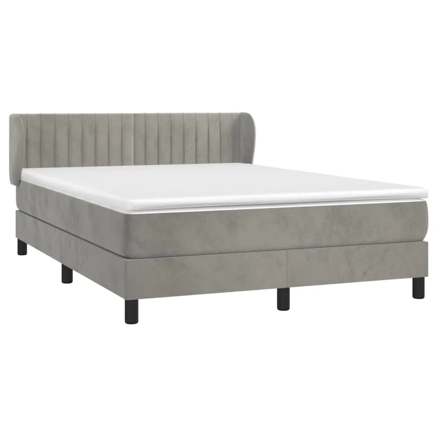 Sommier à lattes de lit et matelas Gris clair 140x200cm Velours - 3