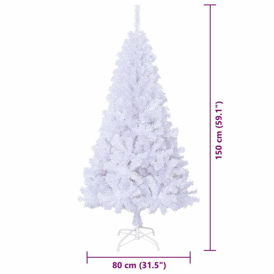 Sapin de Noël artificiel avec 150 LED Blanc 150 cm PVC et Acier - 14