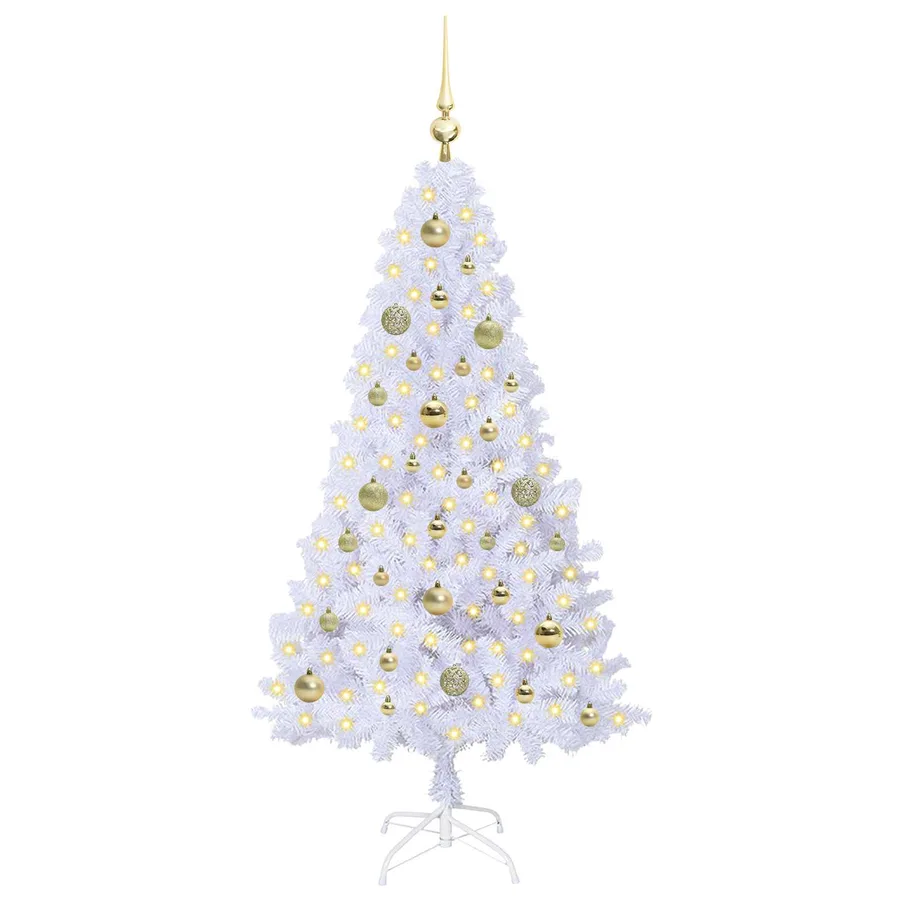 Sapin de Noël artificiel avec 150 LED Blanc 150 cm PVC et Acier - 3