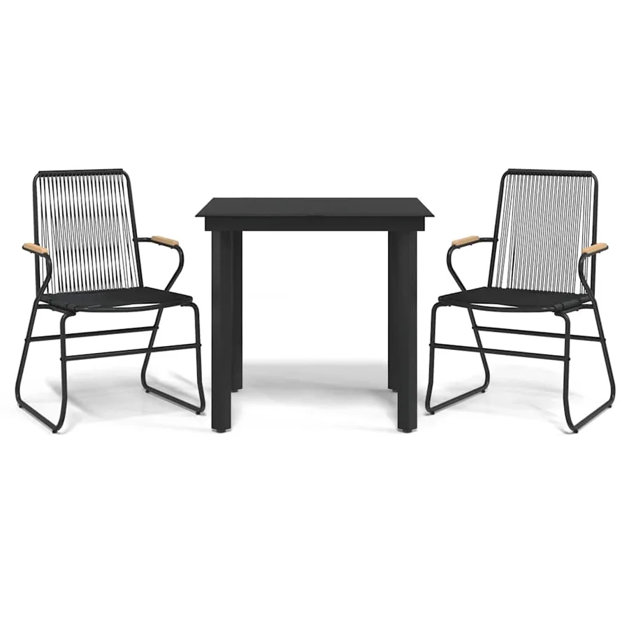 Ensemble à manger de jardin 3 pcs noir rotin PVC - 2