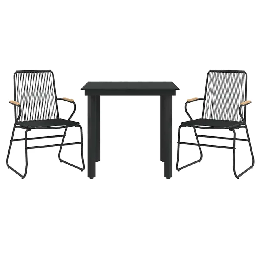 Ensemble à manger de jardin 3 pcs noir rotin PVC - 3