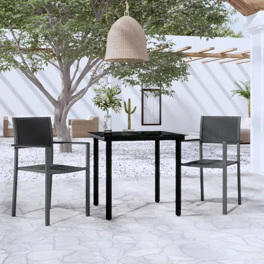 Ensemble à manger de jardin 3 pcs Noir