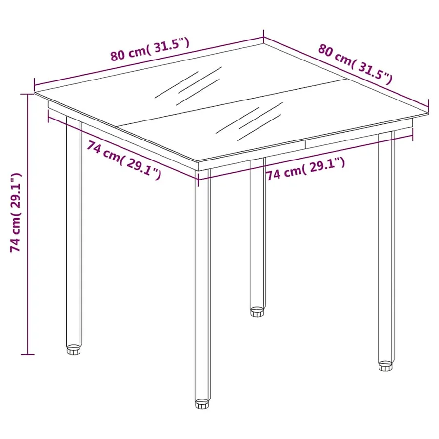 Ensemble à manger de jardin 3 pcs Noir - 14