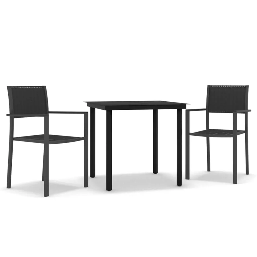Ensemble à manger de jardin 3 pcs Noir - 2