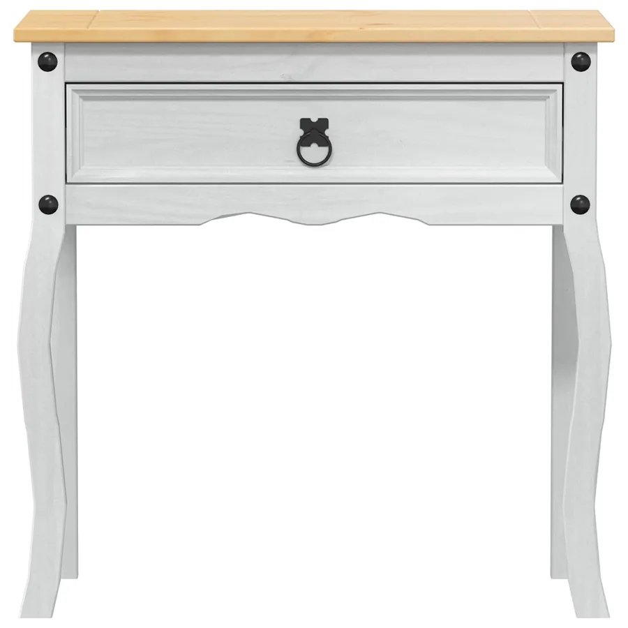 Table console avec tiroir Blanc 73 x 35 x 73 cm Pin massif - 4