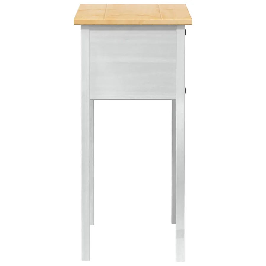 Table console avec tiroir Blanc 73 x 35 x 73 cm Pin massif - 5