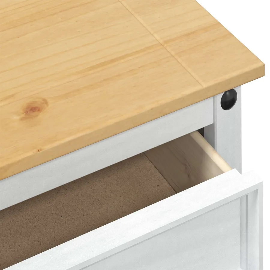 Table console avec tiroir Blanc 73 x 35 x 73 cm Pin massif - 7