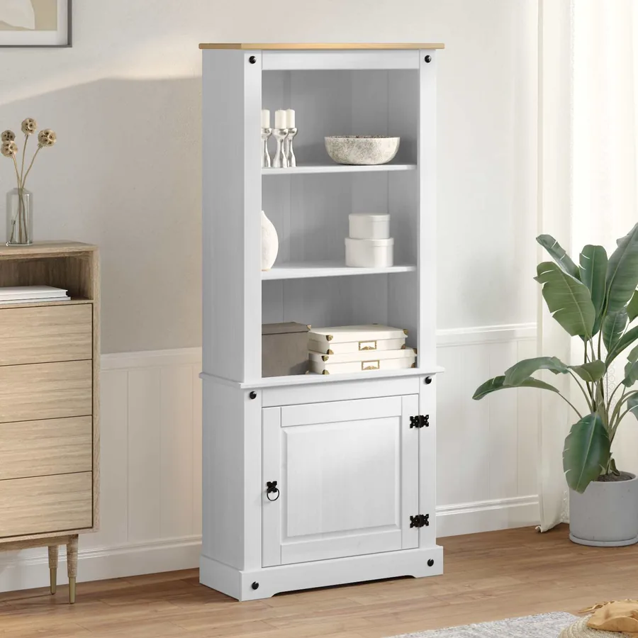 Haut Armoire Blanc 74 x 38 x 170 cm Pin massif