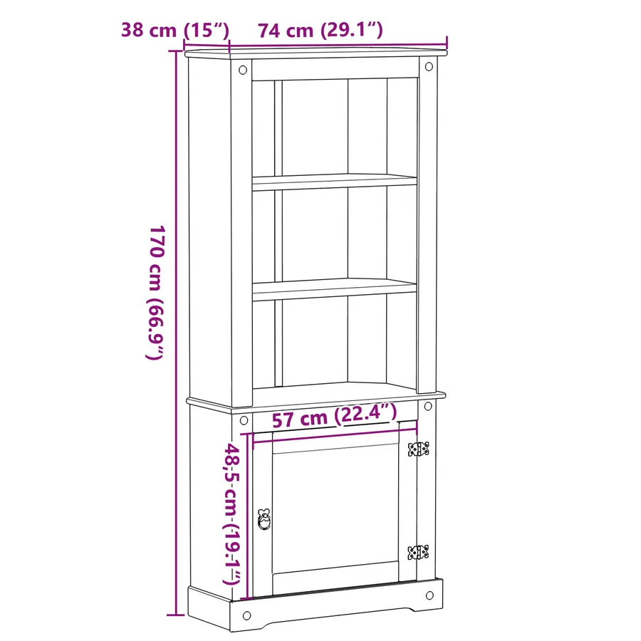 Haut Armoire Blanc 74 x 38 x 170 cm Pin massif - 9