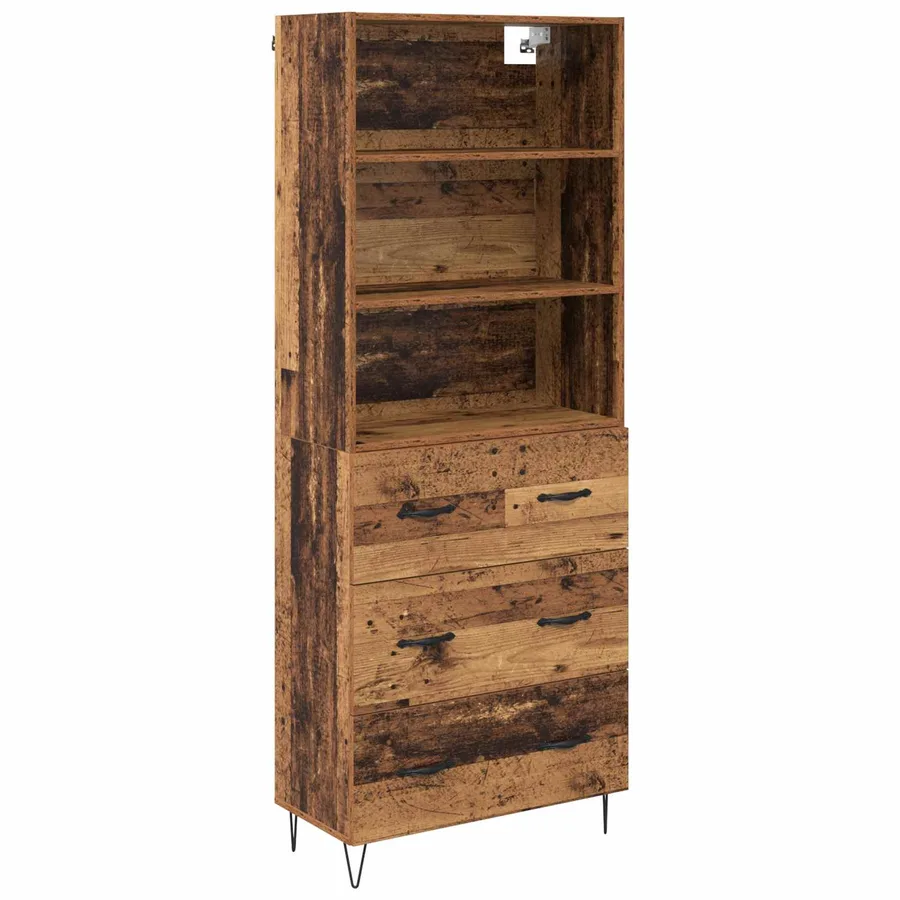 Haut Armoire avec tiroir 2 pcs Bois ancien Bois d'ingénierie - 2