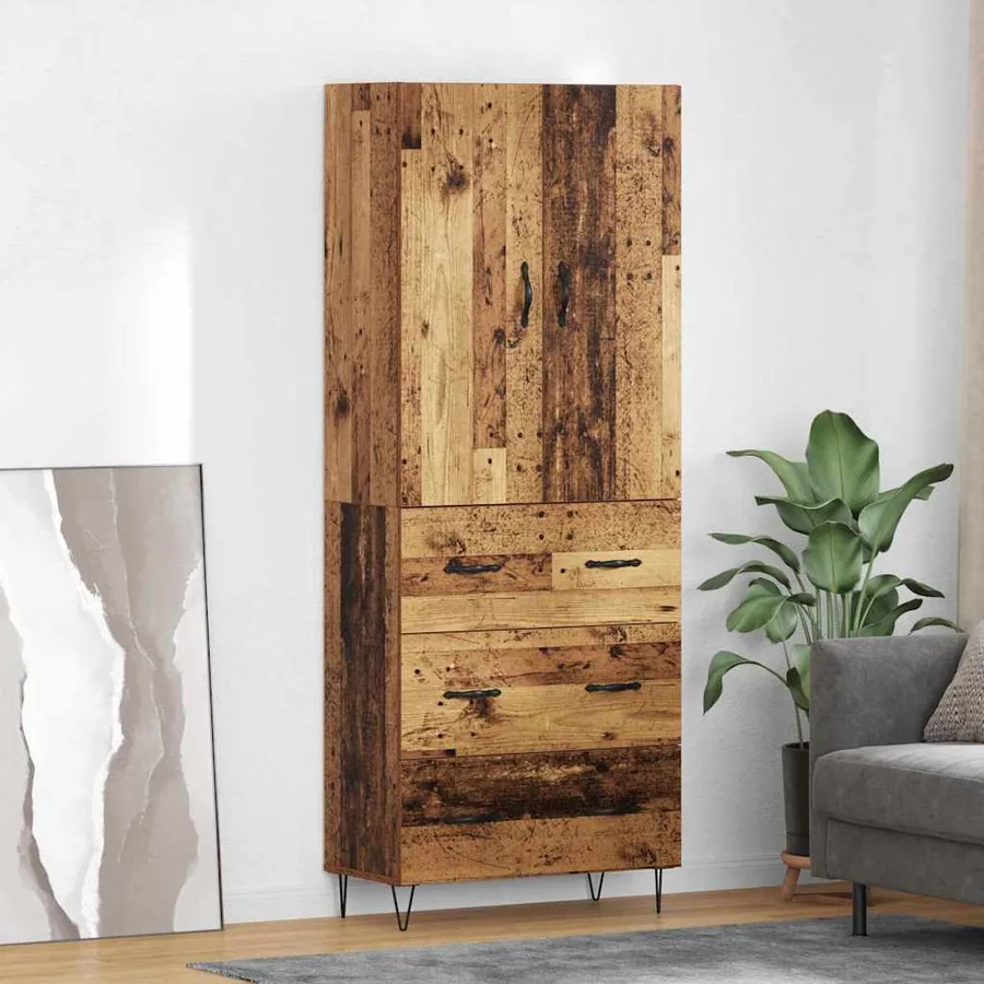 Haut Armoire avec tiroir 2 pcs Bois ancien Bois d'ingénierie