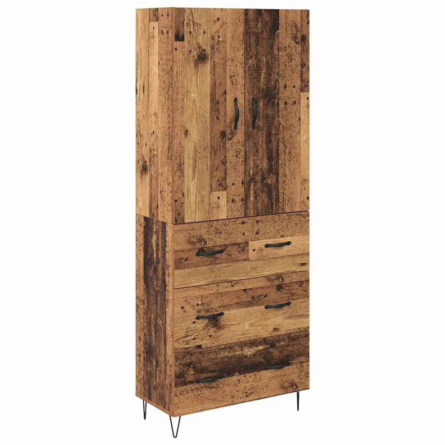 Haut Armoire avec tiroir 2 pcs Bois ancien Bois d'ingénierie - 2