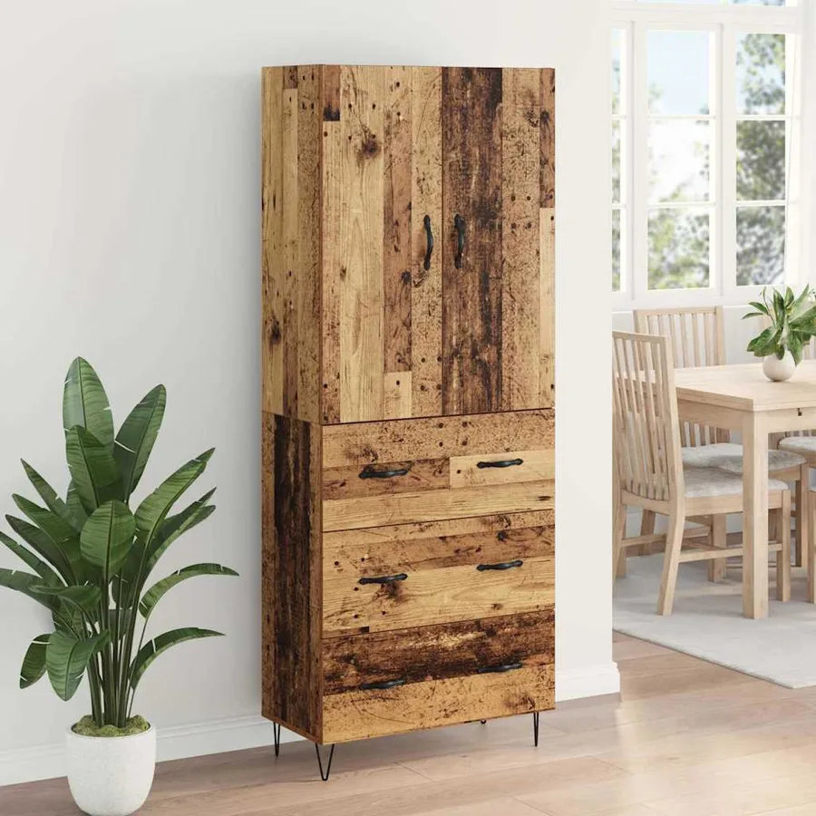 Haut Armoire avec tiroir 2 pcs Bois ancien Bois d'ingénierie - 4