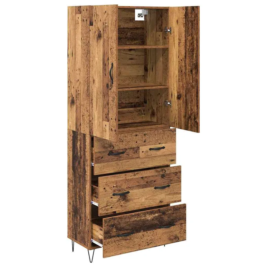 Haut Armoire avec tiroir 2 pcs Bois ancien Bois d'ingénierie - 5