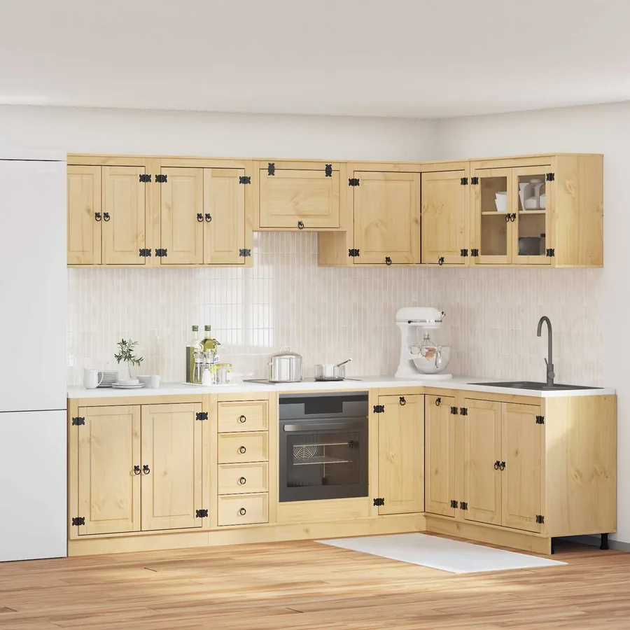 Armoire avec tiroir avec porte SKI 10 pcs Brun Miel Pin massif