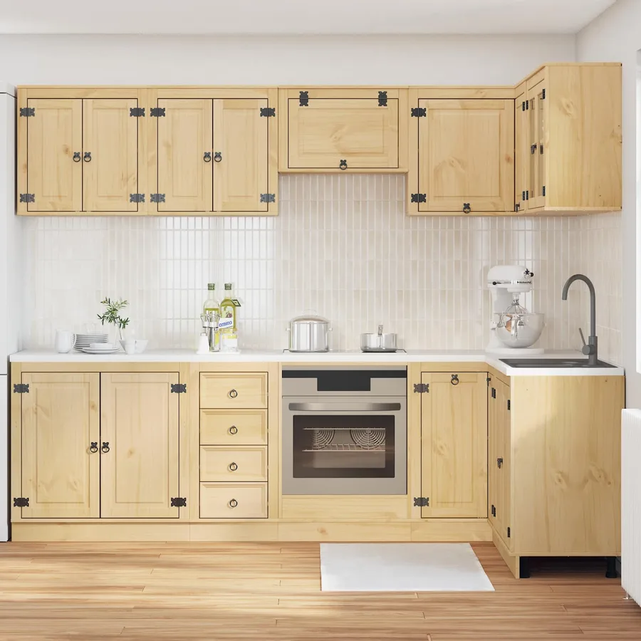 Armoire avec tiroir avec porte SKI 10 pcs Brun Miel Pin massif - 4