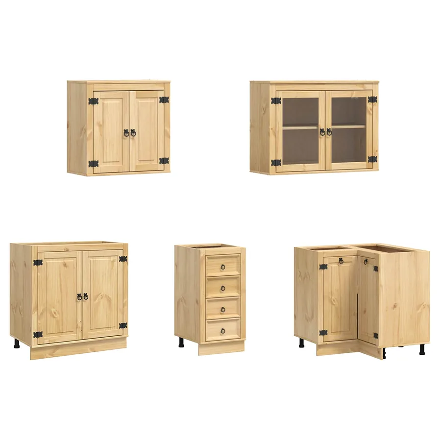 Armoire avec tiroir avec porte SKI 10 pcs Brun Miel Pin massif - 7