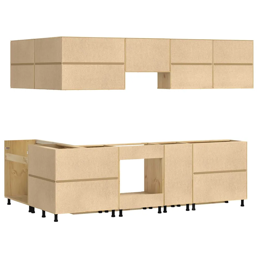 Armoire avec tiroir avec porte SKI 10 pcs Brun Miel Pin massif - 8