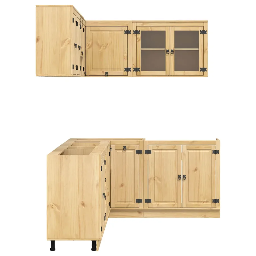Armoire avec tiroir avec porte SKI 10 pcs Brun Miel Pin massif - 9