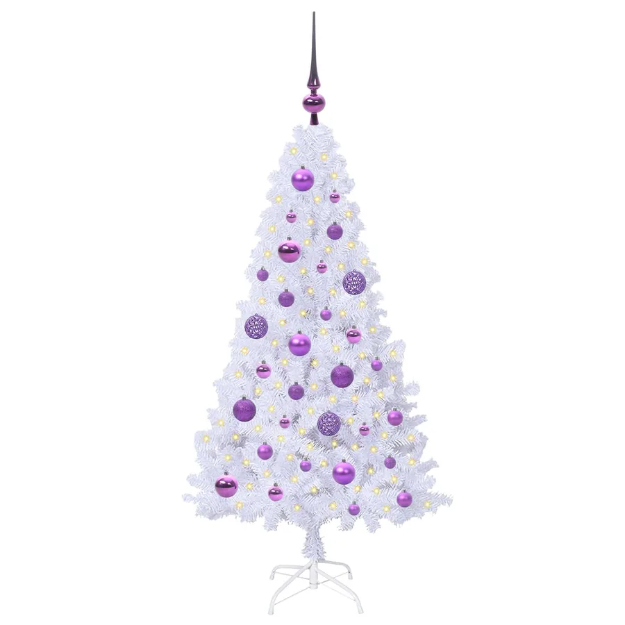 Sapin de Noël artificiel avec 150 LED Blanc 120 cm PVC et Acier - 3