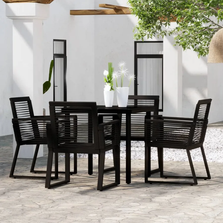 Ensemble à manger de jardin 5 pcs Noir