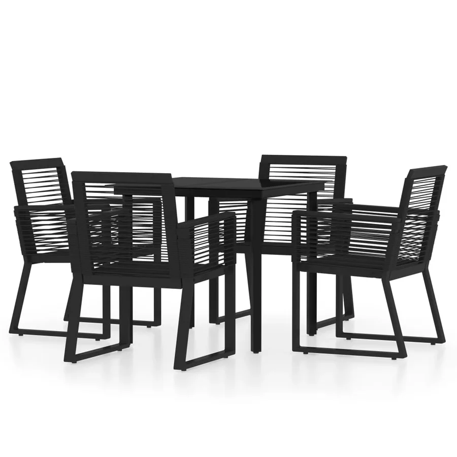 Ensemble à manger de jardin 5 pcs Noir - 2