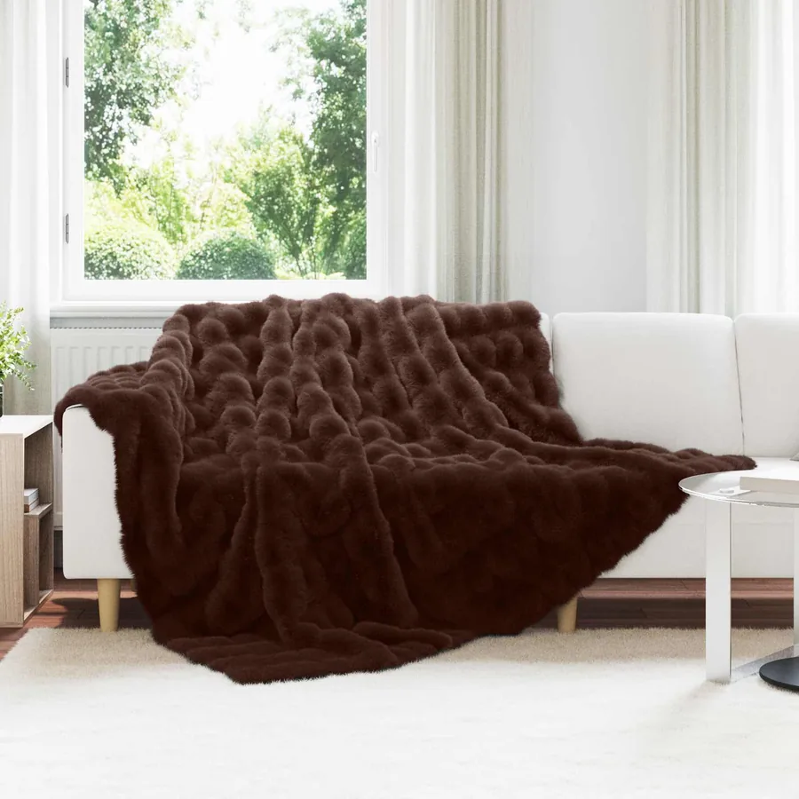 Couverture antidérapante en fausse de lapin Olite 4 pcs Camel