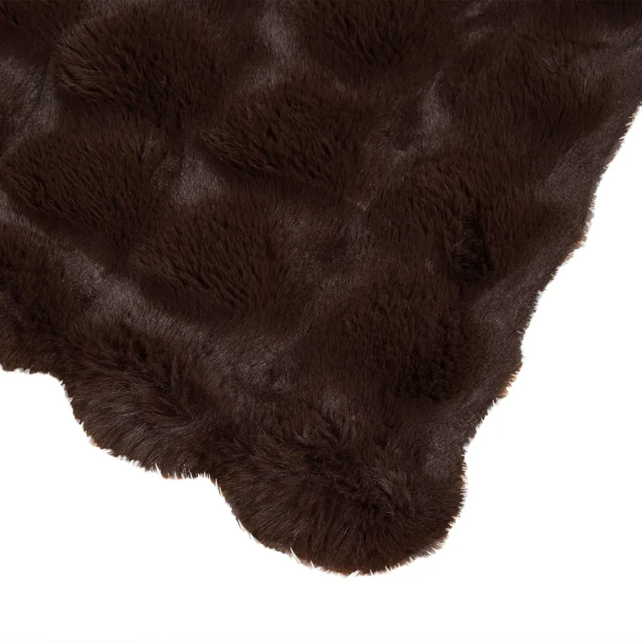 Couverture antidérapante en fausse de lapin Olite 4 pcs Camel - 7