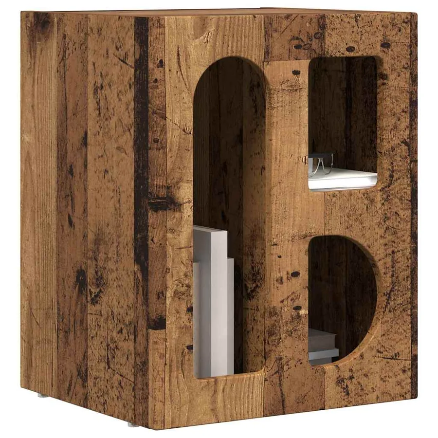 Table de chevet ELST 2 pc Bois ancien 40 x 35 x 50 cm - 3