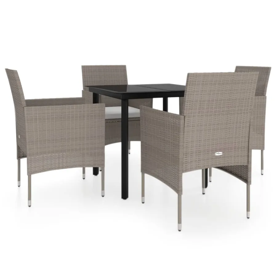Ensemble à manger de jardin coussins 5 pcs Beige/noir - 2