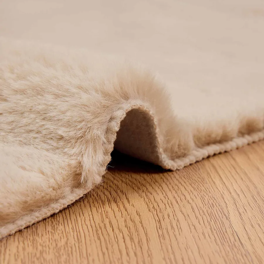 Tapis antidérapant en fausse de lapin OLITE Taupe 160 x 160 cm - 5