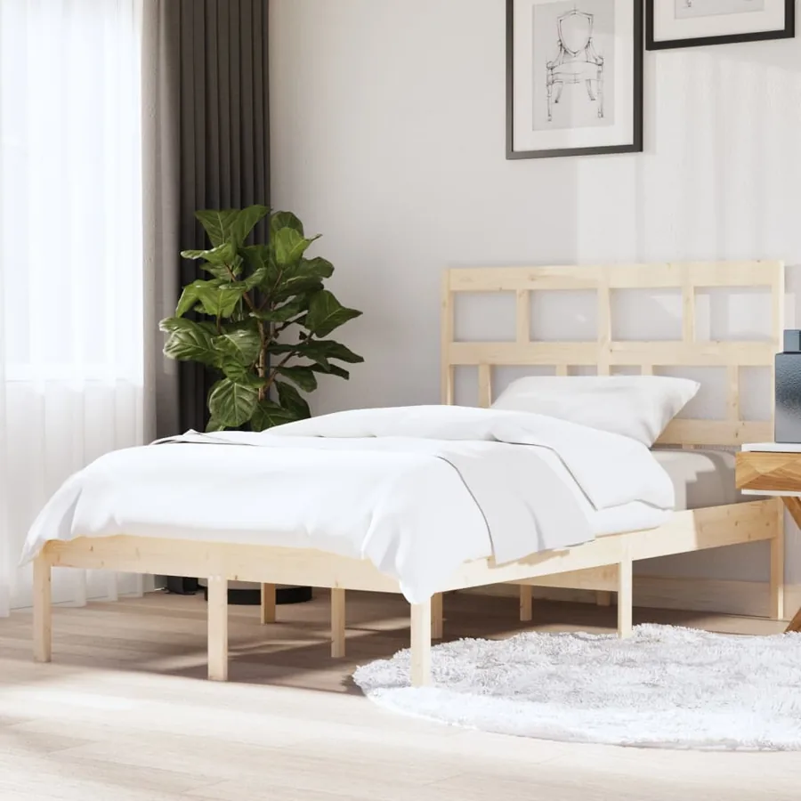 Cadre de lit sans matelas bois massif 140x200 cm