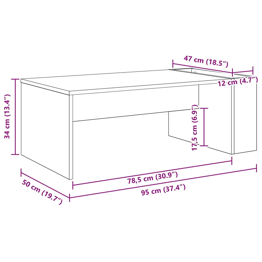 Table basse Chêne fumé 95 x 50 x 34 cm Bois d'ingénierie - 10