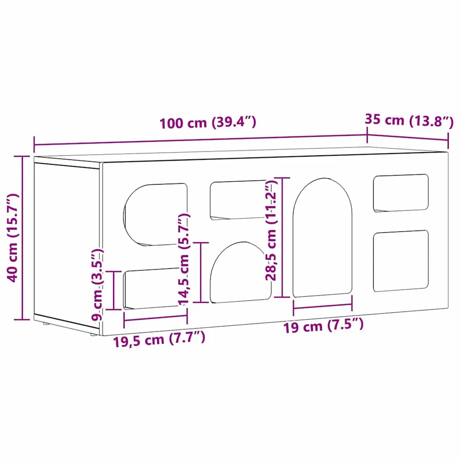 Meuble TV ELST 100 x 35 x 40 cm Blanc brillant - 11