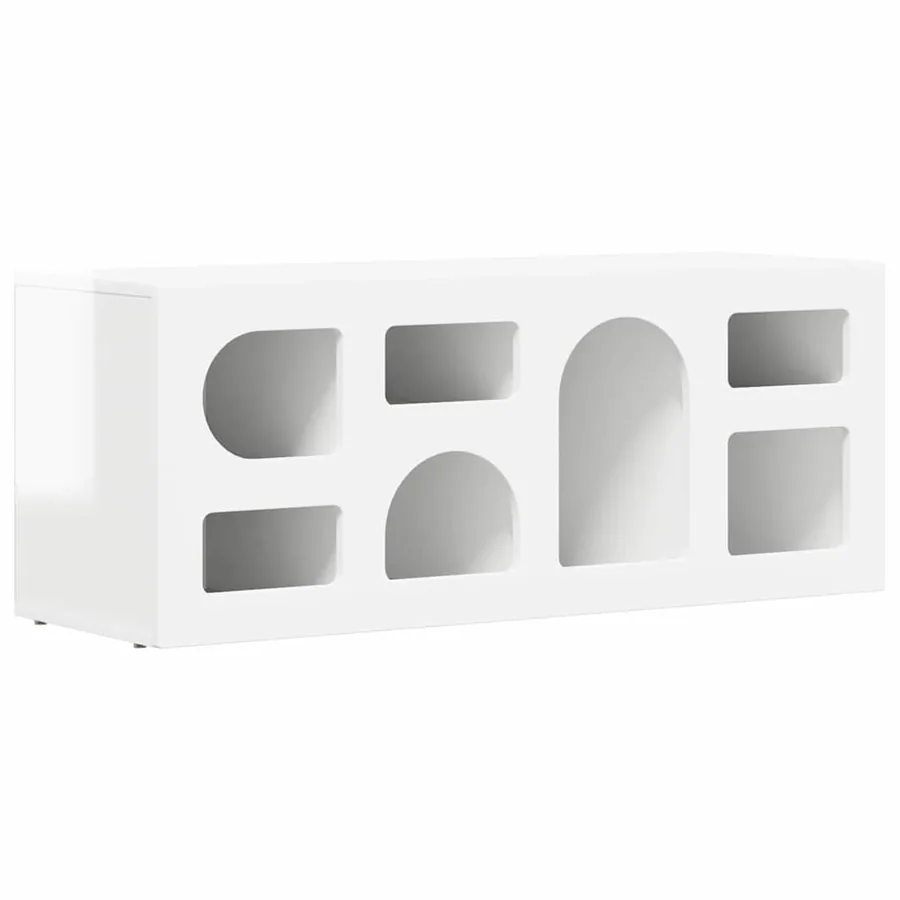 Meuble TV ELST 100 x 35 x 40 cm Blanc brillant - 2