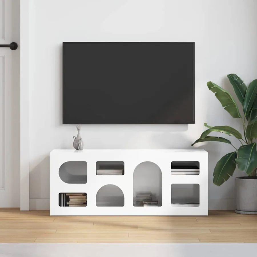 Meuble TV ELST 100 x 35 x 40 cm Blanc brillant - 4